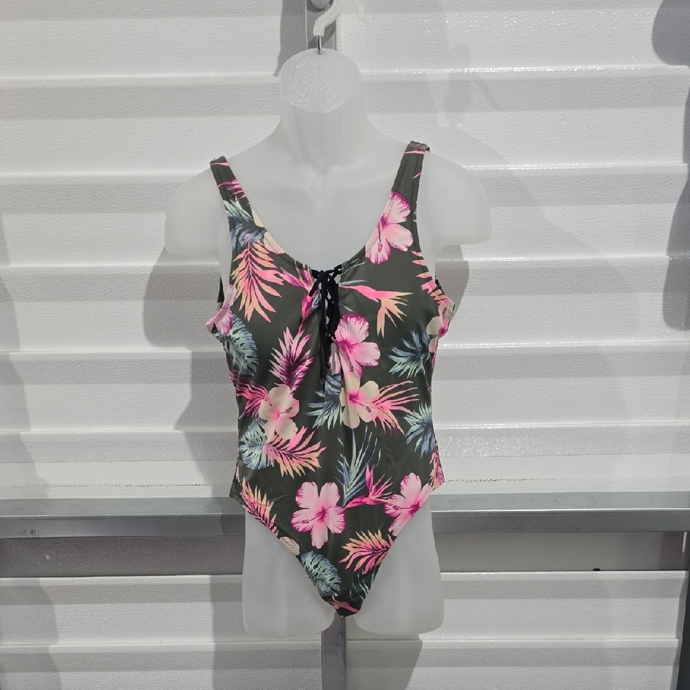 PINK Victoria's Secret Pink and Green One Piece Swim Size Large